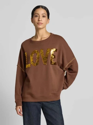 Bluza o kroju oversized z czystej bawełny model 'LOVE' Miss Goodlife Średniobrązowy