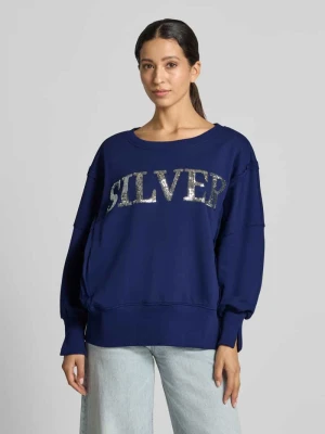 Bluza o kroju oversized z czystej bawełny model 'Wide Silver' Miss Goodlife Granatowy