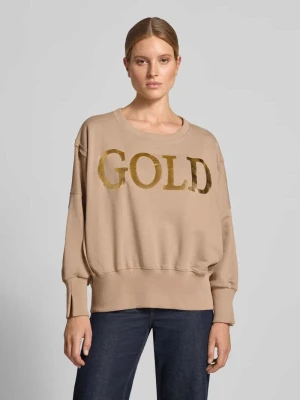 Bluza o kroju oversized z czystej bawełny z nadrukiem z napisem Miss Goodlife Piaskowy