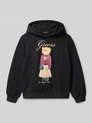 Bluza o kroju oversized z kapturem i wyhaftowanym logo model ‘Active’ Guess