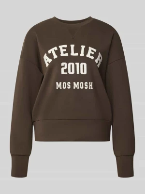 Bluza o kroju oversized z mieszanki wiskozy model 'Nima' MOS MOSH Ciemnobrązowy
