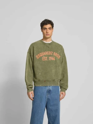 Bluza o kroju oversized z nadrukiem z logo Dsquared2 Oliwkowy