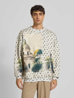 Bluza o kroju oversized z prążkowanymi wykończeniami carlo colucci