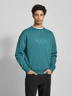 Bluza o kroju regular fit z czystej bawełny model ‘NIEROFIX_CREW’ Hugo Blue