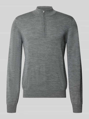 bluza o kroju regular fit z czystej żywej wełny z kołnierzem zapinanym Maerz Muenchen Średnioszary