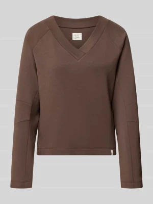 bluza o kroju regular fit z dekoltem w serek Schiesser Ciemnobrązowy