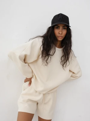 Bluza o kroju regular fit z dzianiny WAFLOWEJ w kolorze BRIGHT BEIGE - CODY Marsala