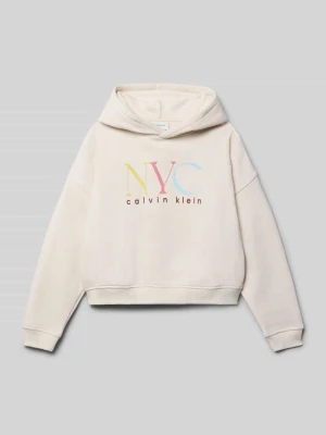 Bluza o kroju regular fit z kapturem i nadrukiem z logo model ‘Fleece’ Calvin Klein Jeans