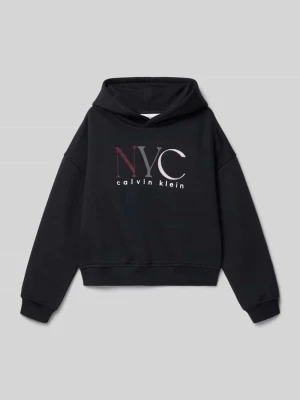 Bluza o kroju regular fit z kapturem i nadrukiem z logo model ‘Fleece’ Calvin Klein Jeans