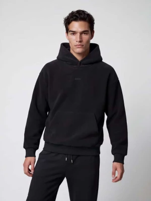 bluza o kroju regular fit z kapturem z polaru baranka Boss Czarny