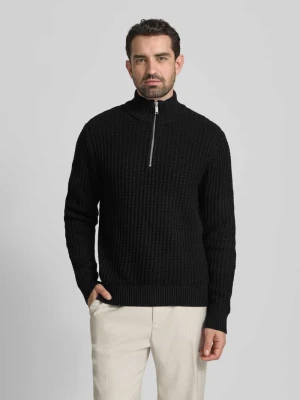 Bluza o kroju regular fit z kołnierzem i fakturą wafla model ‘TOM’ Selected Homme