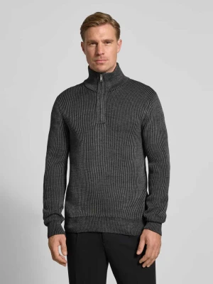 Bluza o kroju regular fit z kołnierzem i prążkowaną dzianiną Marc O'Polo