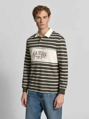 bluza o kroju regular fit z kołnierzykiem polo model 'JACQUARD' Guess Ciemnozielony