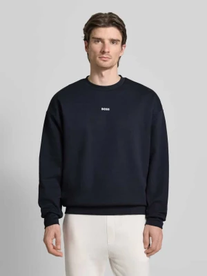Bluza o kroju regular fit z mieszanki bawełny model „STENSON” Boss Granatowy