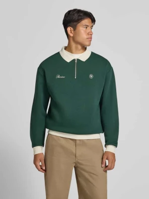 bluza o kroju regular fit z mieszanki bawełny REVIEW Ciemnozielony