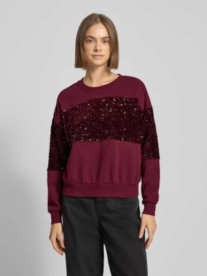 Bluza o kroju regular fit z mieszanki bawełny z cekinami model ‘NANCY’ Pieces