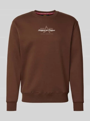 Bluza o kroju regular fit z mieszanki bawełny z detalem z logo Alpha Industries Jasnobrązowy
