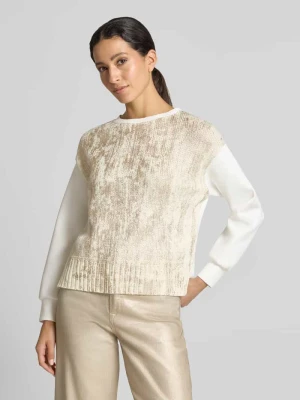 bluza o kroju regular fit z mieszanki bawełny z dodatkiem żywej wełny Marc Cain Złoty