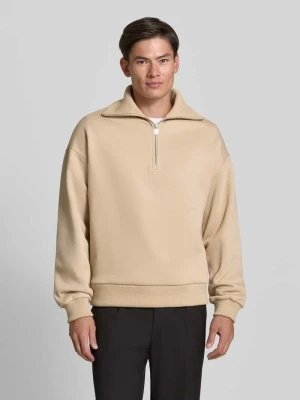Bluza o kroju regular fit z mieszanki bawełny z kołnierzem zapinanym Drykorn Beżowy