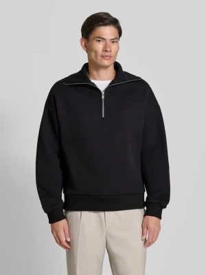 Bluza o kroju regular fit z mieszanki bawełny z kołnierzem zapinanym Drykorn Czarny