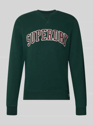 Bluza o kroju regular fit z mieszanki bawełny z wyhaftowanym logo Superdry Ciemnozielony