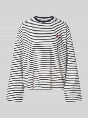 Bluza o kroju relaxed fit z domieszką bawełny REVIEW Ciemnoniebieski