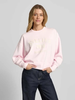 Bluza o kroju relaxed fit z mieszanka wiskozy model 'Nima' MOS MOSH Jasnoróżowy melanż