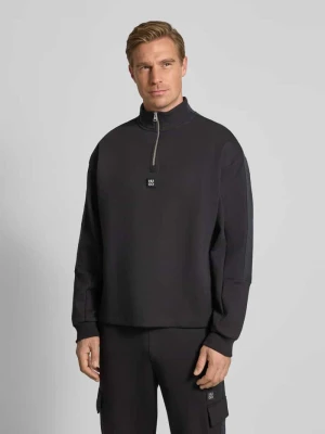 Bluza o kroju relaxed fit z mieszanki bawełny model ‘DANOVOTOP’ Hugo Czarny