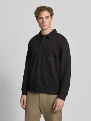 Bluza o kroju relaxed fit z mieszanki bawełny model 'SW_Placket Polo' Boss Czarny