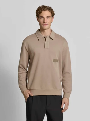 Bluza o kroju relaxed fit z mieszanki bawełny model 'SW_Placket Polo' Boss Piaskowy