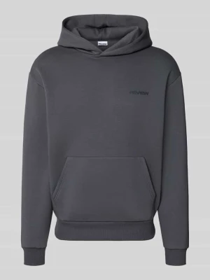 Bluza o kroju relaxed fit z mieszanki bawełny z kieszenią typu kangurka REVIEW Ciemnoszary