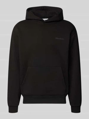 Bluza o kroju relaxed fit z mieszanki bawełny z kieszenią typu kangurka REVIEW Czarny