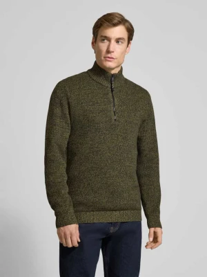 Bluza o kroju slim fit z kołnierzem i zamkiem błyskawicznym model ‘Mouline’ camel active