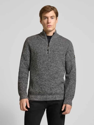 Bluza o kroju slim fit z kołnierzem i zamkiem błyskawicznym model ‘Mouline’ camel active