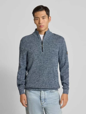 Bluza o kroju slim fit z kołnierzem i zamkiem błyskawicznym model ‘Mouline’ camel active