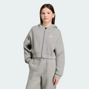 BLUZA OCIEPLANA Z PRĄŻKOWANEGO MATERIAŁU O LUŹNYM KROJU Z KAPTUREM I SUWAKIEM Adidas