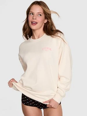 PINK Bluza bawełniana Campus Oversize Victoria's Secret Beżowy
