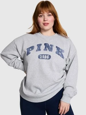 PINK Bluza bawełniana Campus Oversize Victoria's Secret