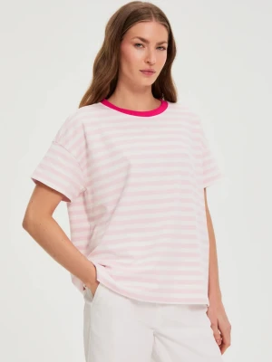 Zdjęcie produktu Bluza oversize w paski różowa Moodo