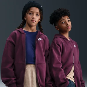 Bluza oversize z kapturem i zamkiem na całej długości dla dużych dzieci Nike Club Fleece - Czerwony