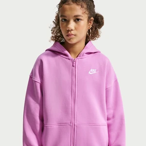 Bluza oversize z kapturem i zamkiem na całej długości dla dużych dzieci Nike Club Fleece - Fiolet