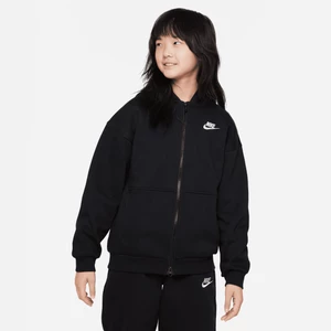 Bluza oversize z kapturem i zamkiem na całej długości dla dużych dzieci Nike Sportswear Club Fleece - Czerń