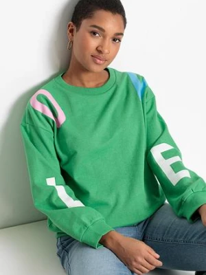 Zdjęcie produktu Bluza oversize z miękkiej mieszanki z bawełną BonPrix zielony