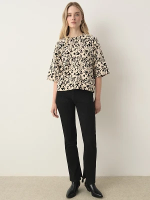 Bluza oversize z nadrukiem w kwiaty Greenpoint kremowy