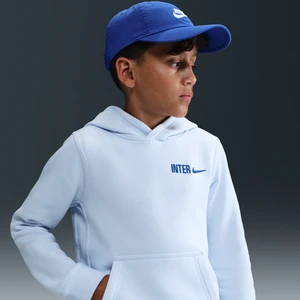 Bluza piłkarska z dzianiny z kapturem nierozpinana dla dużych dzieci (chłopców) Nike Inter Mediolan Club - Szary