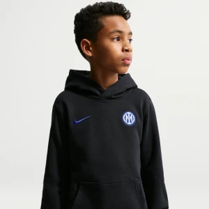 Bluza piłkarska z kapturem dla dużych dzieci (chłopców) Nike Inter Mediolan Club - Czerń