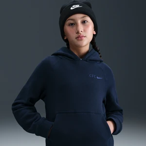 Bluza piłkarska z kapturem nierozpinana dla dużych dzieci Nike Chelsea F.C. - Niebieski