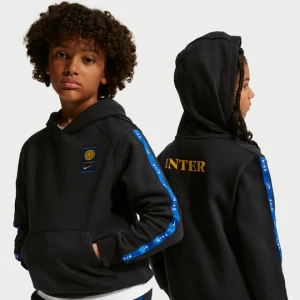 Bluza piłkarska z kapturem z dzianiny dla dużych dzieci Nike Inter Milan City Side - Czerń