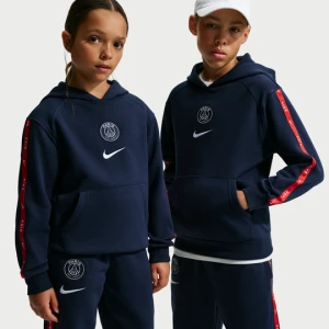 Bluza piłkarska z kapturem z dzianiny dla dużych dzieci Nike Paris Saint-Germain Home City Side - Niebieski