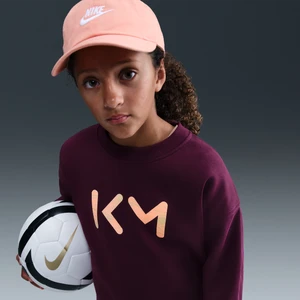 Bluza piłkarska z półokrągłym dekoltem o kroju oversize dla dużych dzieci (dziewcząt) Nike Kylian Mbappé Club Fleece - Czerwony